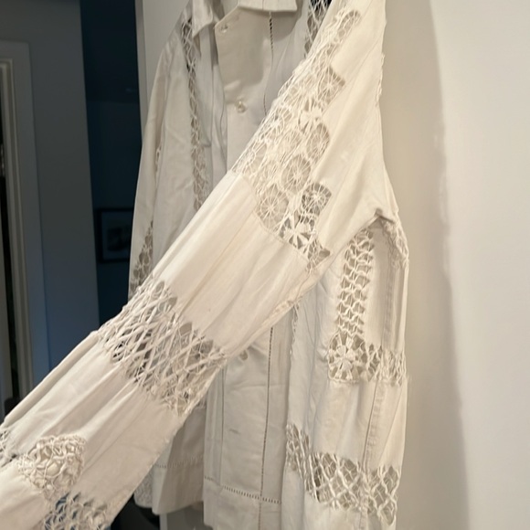 Bode Sheer Lace Tablecloth Shirt - Picture 4 of 5